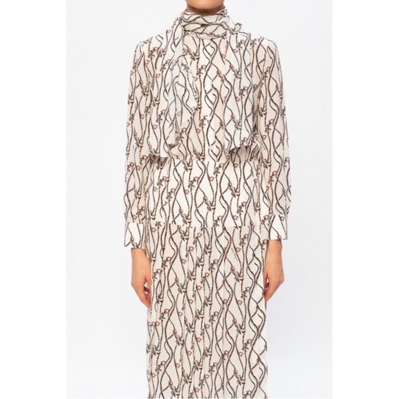 Ferragamo Gancini Tassel Print Silk Dress size 44 US 8 - Picture 3 of 6